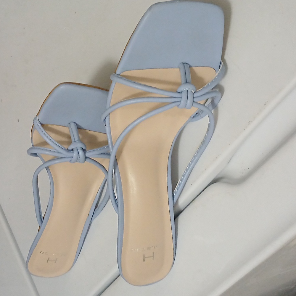 H by Halston Light Blue Strappy Square-Toe Sandals